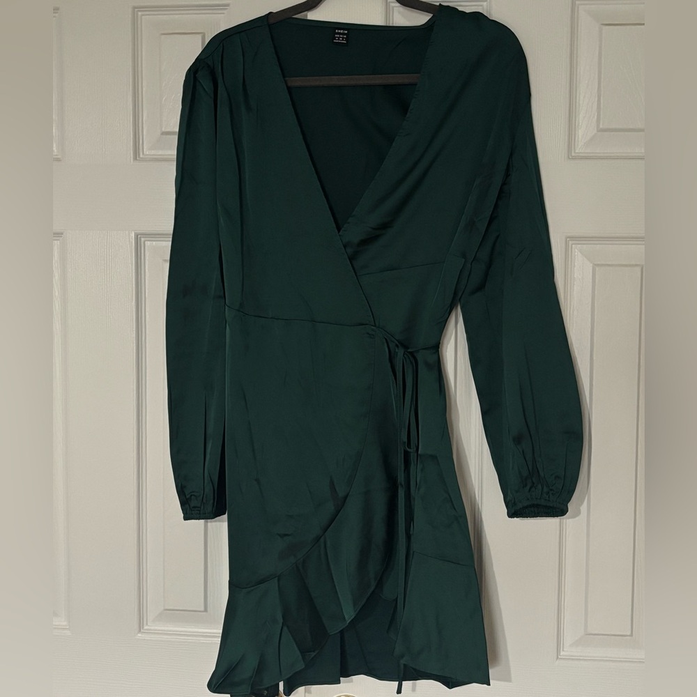 Green Wrap Dress - Picture 2 of 6